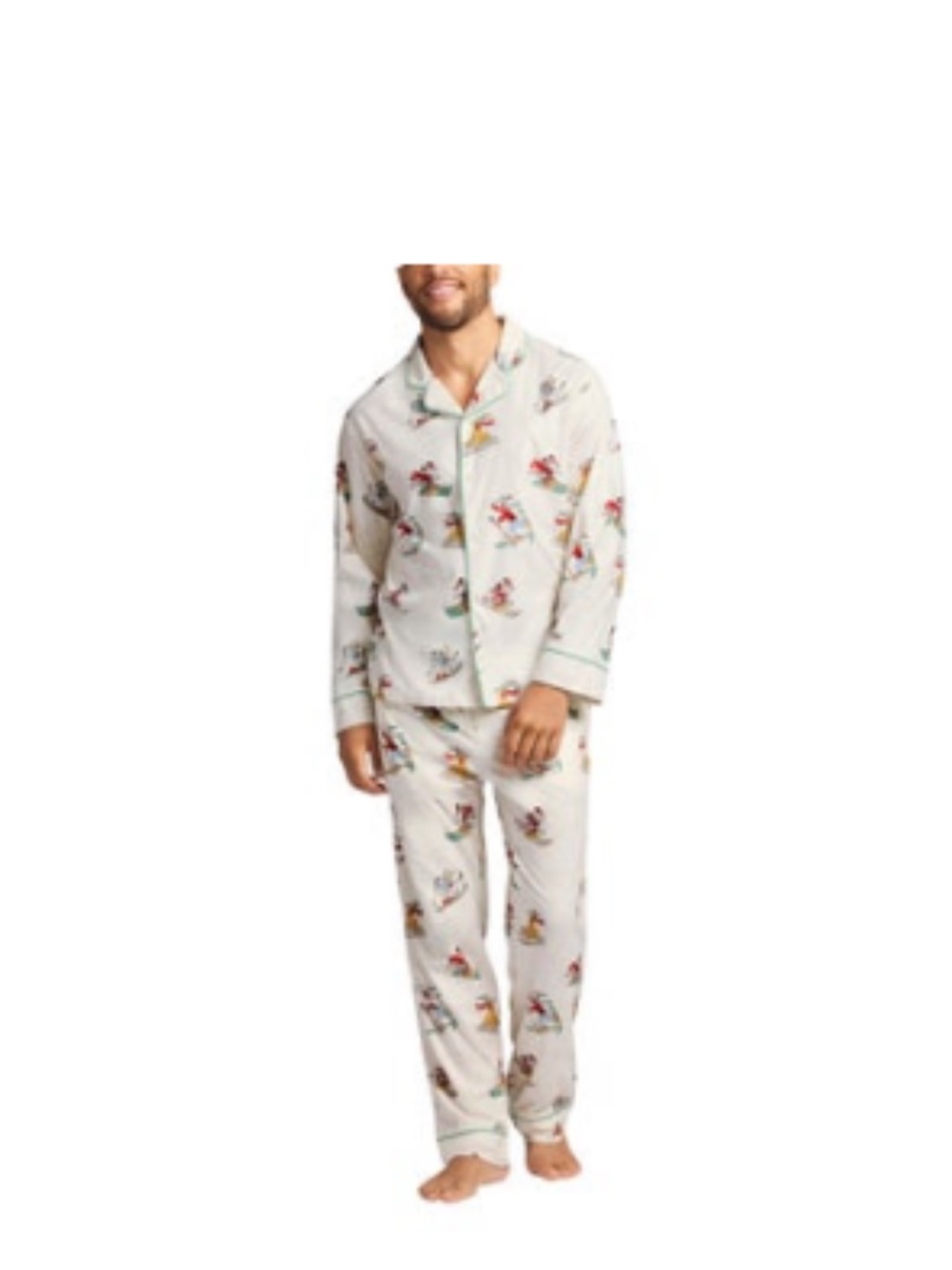 Disney Cream Men's Novelty Print Pajama Set with Multicolor Characters